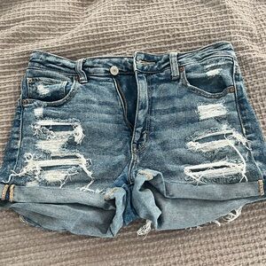 American Eagle  Distressed Denim Shorts - Light Blue